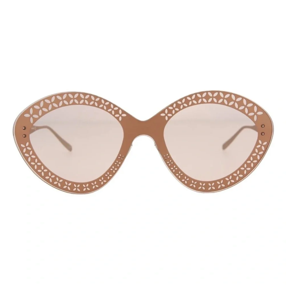 Azzedine Alaïa AA0027S Rose Gold Perforated Laser Cut Cat Eye Sunglasses